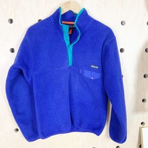 Patagonia Men’s Vintage Synchilla Snap T Fleece Pullover Blue Sweatshirt Small